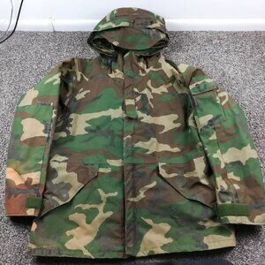 Vintage 1992 US Air Force Cold Weather Parka Gore Tex Jacket Woodland Camo Large